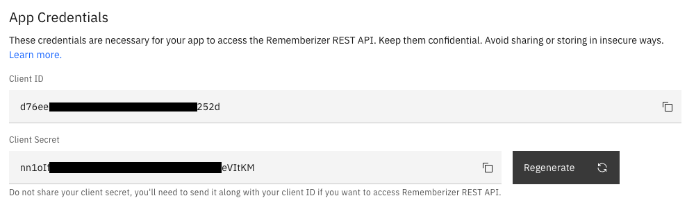 登録されたアプリの資格情報