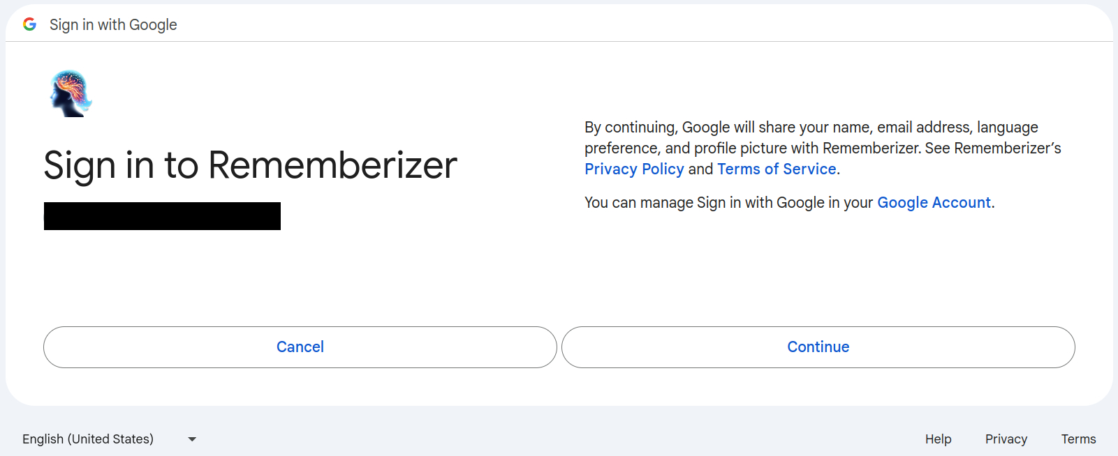 Google アプリ検証画面