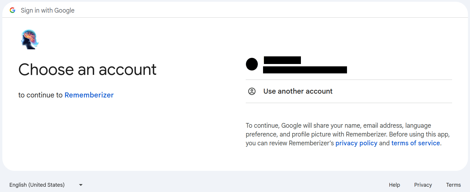 Google アカウントの選択