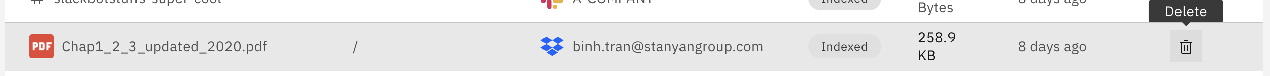 削除アイコンのあるファイル